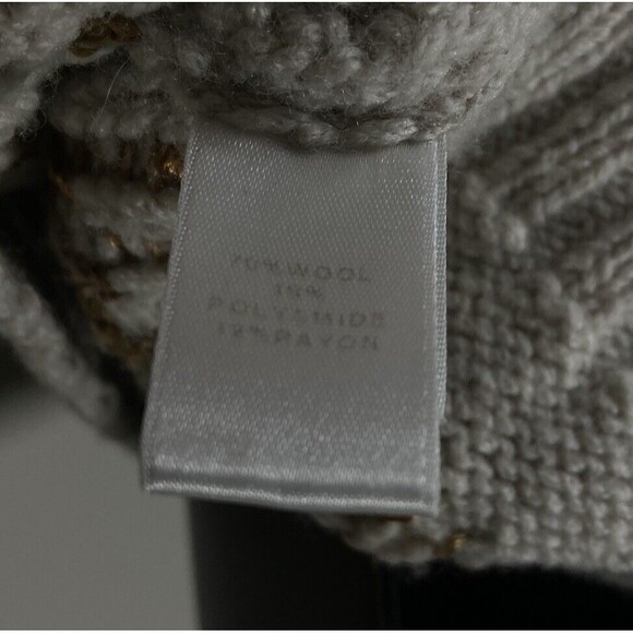 St John Sweater Womens Large Black Gold Crop Wool Blend Buttons Shawl Collar Lux - Picture 11 of 13